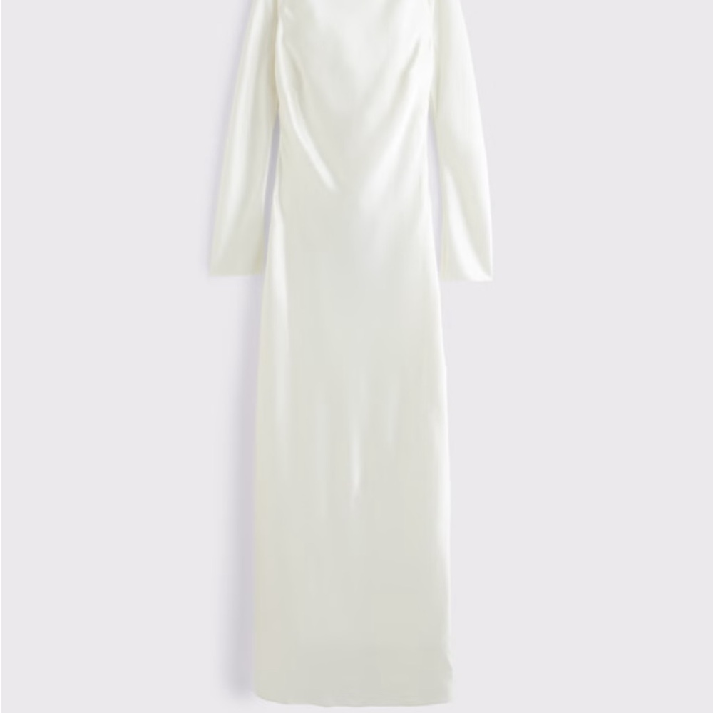 Abercrombie Long-Sleeve Cowl Back Maxi Dress in Cream size S